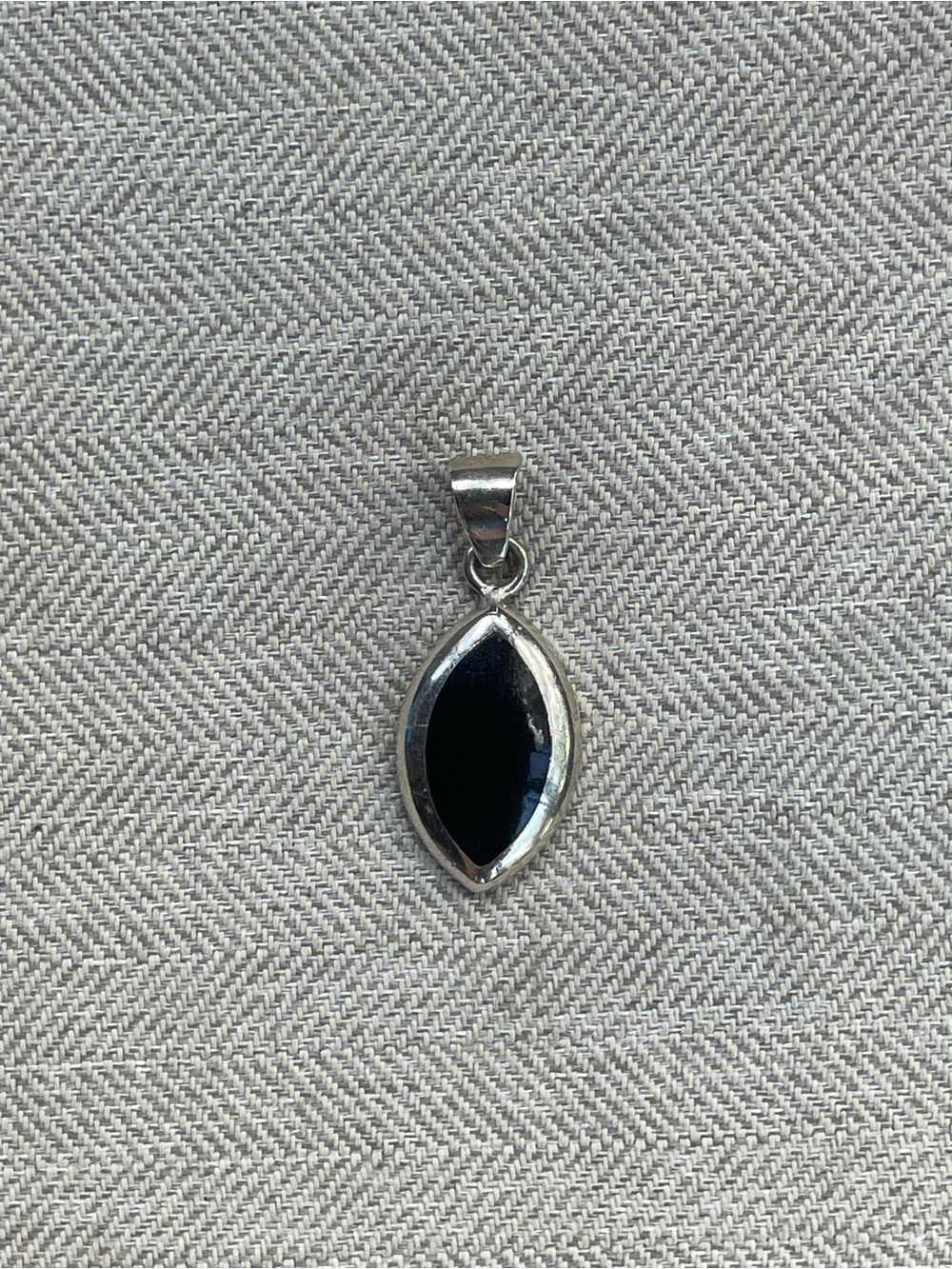 Vintage 925 Sterling Silver Black Onyx Pendant Charm